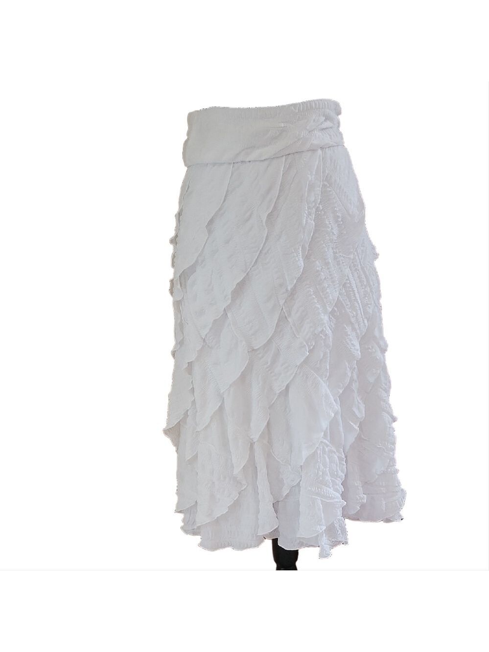 Ectetera White Tiered Ruffle Maxi Skirt Size 10 EUC